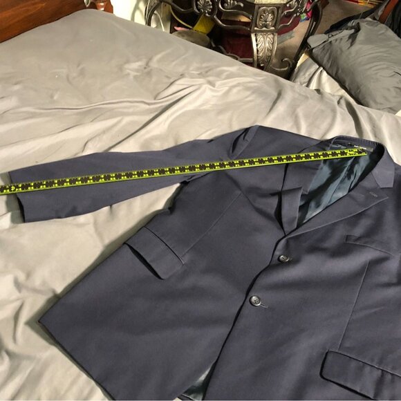 Pronto Uomo Mens Blazer Jacket 48R 100% Wool Double Button Formal Workwear Blue - Picture 10 of 16